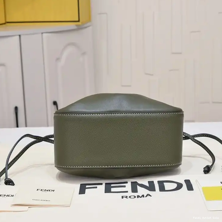 Cheap Green In Fendi Pomodorino Calf Mini Leather Bucket Bag 0613